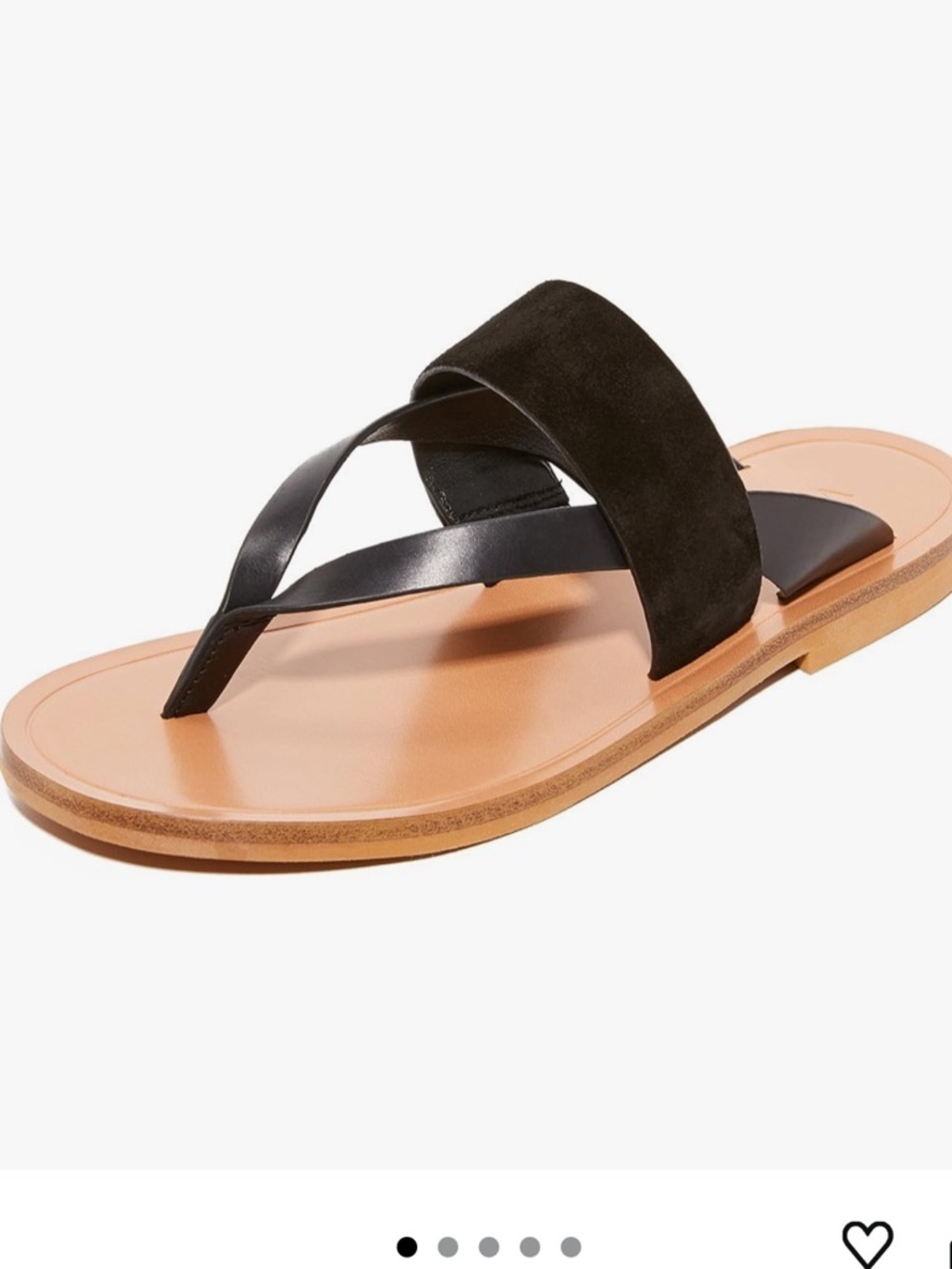 Vince grey Suede Wide Strap Tan Leather Thong Sandal - Picture 3 of 10